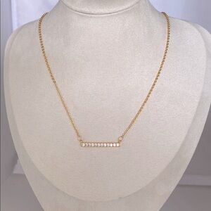 18k gp cz bar pendant necklace